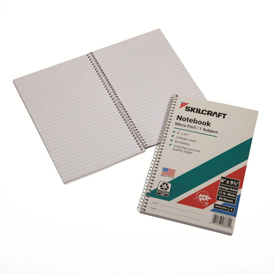 Recycled Spiral Notebook - College Ruled - 6" x 9-1/2" - NSN 7530-01-600-2017 / 7530016002017 CS