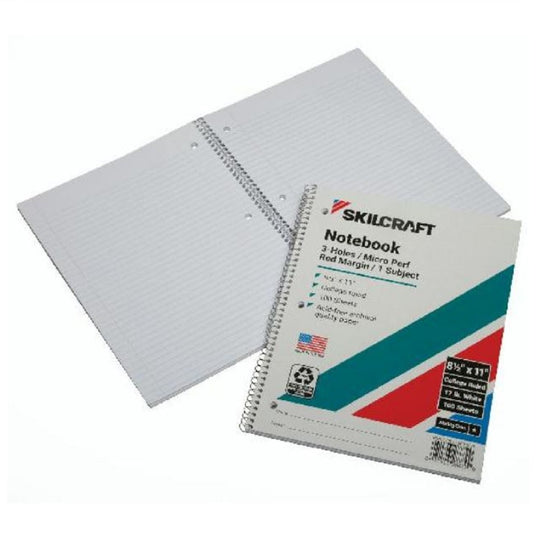 RECYCLED NOTEBOOK, 1 SUBJECT, MEDIUM/COLLEGE RULE - GREEN COVER BX