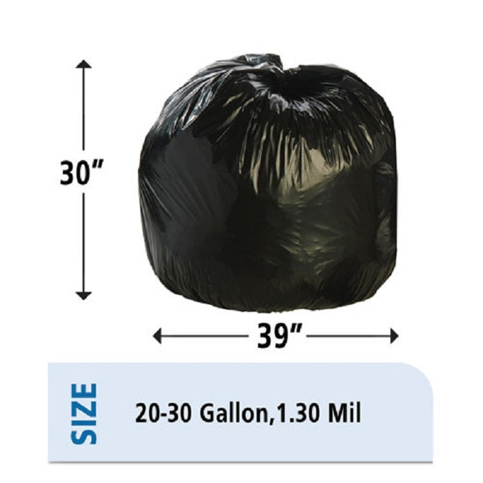 8105013862290 RECYCLED CONTENT TRASH CAN LINERS, 30 GAL, 1.3 mL, 30" x 39", BLACK/BROWN, CS