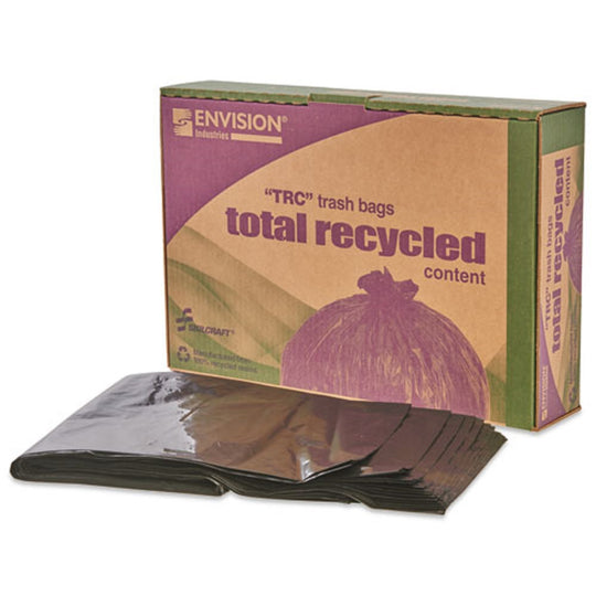 8105013862399 RECYCLED TRASH CAN LINERS, 38 x 60 - BLACK/BROWN CS