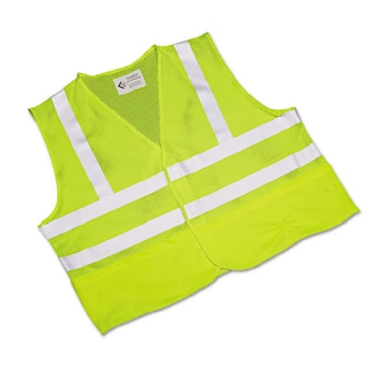 8415015984870 - VEST CLASS 2 ANSI 107 2010 COMPLIANT - LIME/SILVER, XL BX