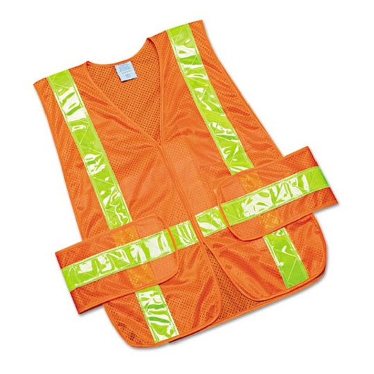 8415015984873 SAFETY VEST, ORANGE W/YELLOW REFLECTIVE TRIM EA