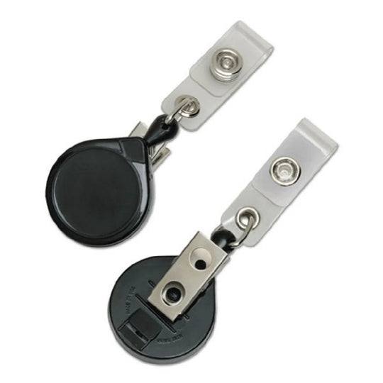 RETRACTABLE ID REEL WITH BULLDOG CLIP, 36", BLACK  EA