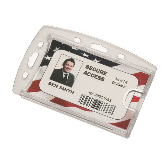 8455016660468 - Dual Card ID Holder - Vertical/Horizontal - Side Load - Clear Bx