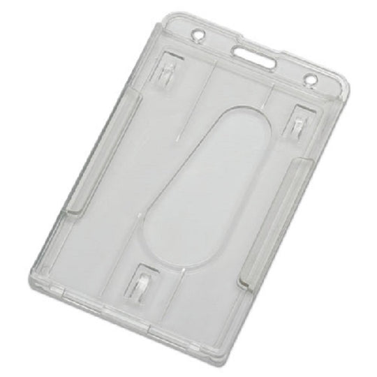 8455016660469 - ID CARD HOLDER, DUAL CARDS, RIGID PLASTIC, VERTICAL, CLEAR PK