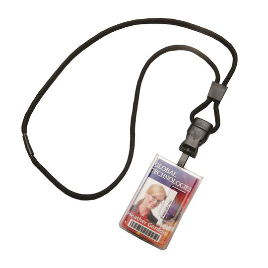 8455016988431 - DUAL CARD HOLDER, FROSTED, RIGID, W/CORD STYLE LANYARD BX