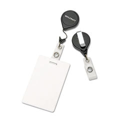 8455015453657 - RETRACTABLE ID CARD REEL, BADGE HOLDER, 30" CORD - BLACK DZ