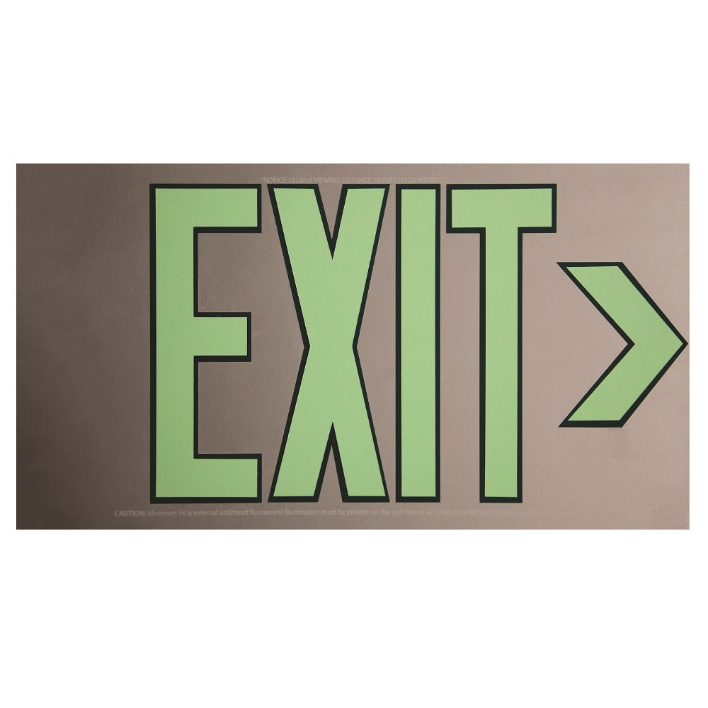 Exit Frame 424000NIB0243 PHOTOLUMINESCENT NO FRAME/MOUNT ONE SIDED EXIT SIGN EA