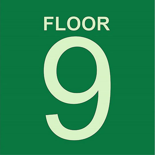 424000NIB0290 PHOTOLUMINESCENT GREEN, FLOOR 9 SIGN EA