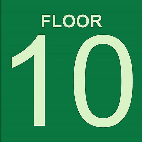 424000NIB0291 PHOTOLUMINESCENT GREEN, FLOOR 10 SIGN EA