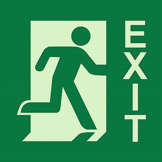 424000NIB0296 PHOTOLUMINESCENT "EXIT RIGHT" SIGN EA