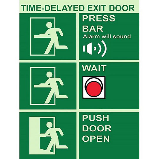 424000NIB0304 PHOTOLUMINESCENT TIME DELAYED DOOR SIGN EA