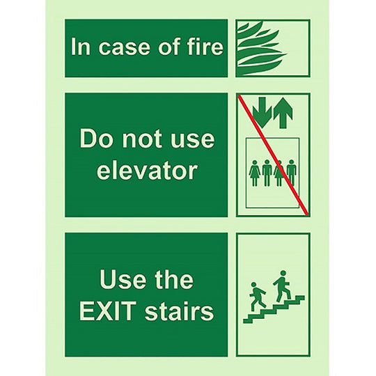 424000NIB0305 PHOTOLUMINESCENT IN CASE OF FIRE SIGN EA