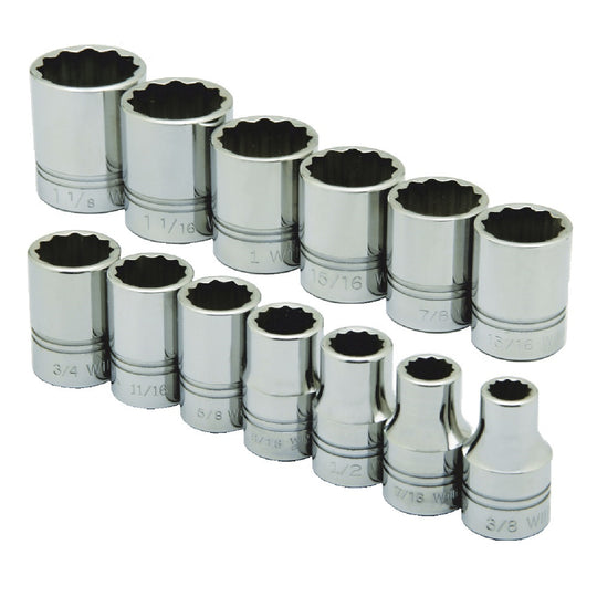5120014293546 AbilityOne NSN4293546 Socket Set, 1/2 Drive Shallow, SAE 12 Point Fasteners, 13 Pieces Se