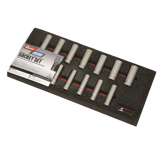 5120014293550 AbilityOne NSN4293550 Socket Set, Chrome, 1/2" Drive Deep, Metric 12 Point Fasteners, 13 Pieces Se