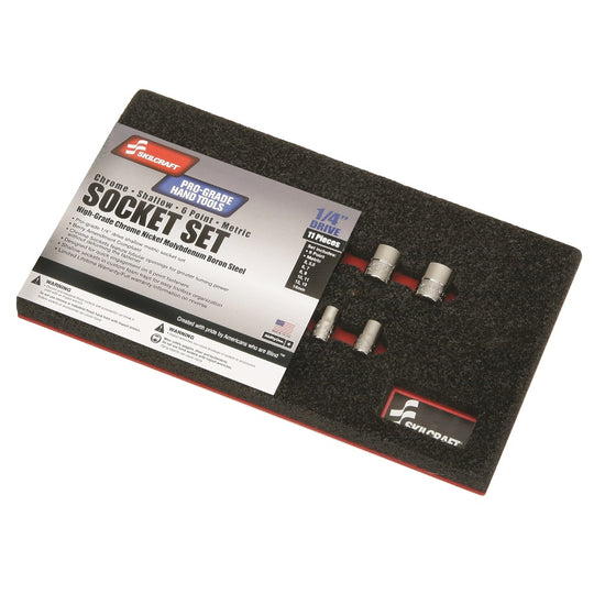 5120016593462 AbilityOne NSN6593462 Pro-Grade Socket Set, 1/4" Drive, Shallow, Metric 6-Point Fasteners, 11 Piece Se Ea