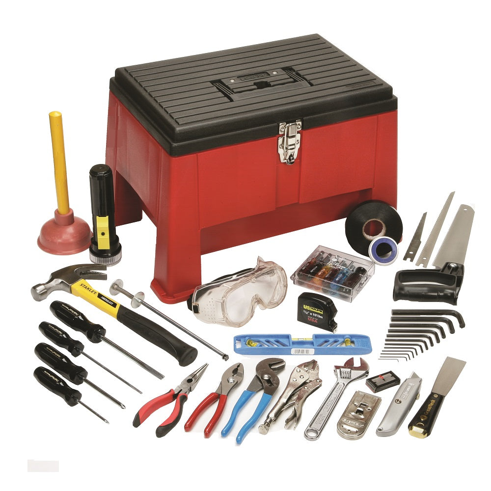 5180014236468 AbilityOne,   GENERAL HOME REPAIR STEP STOOL TOOLBOX, BLACK/RED, KT EA