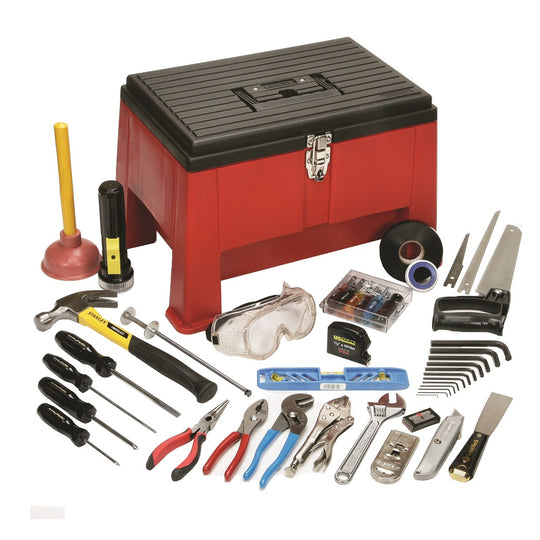 5180014236468 AbilityOne,   GENERAL HOME REPAIR STEP STOOL TOOLBOX, BLACK/RED, KT EA