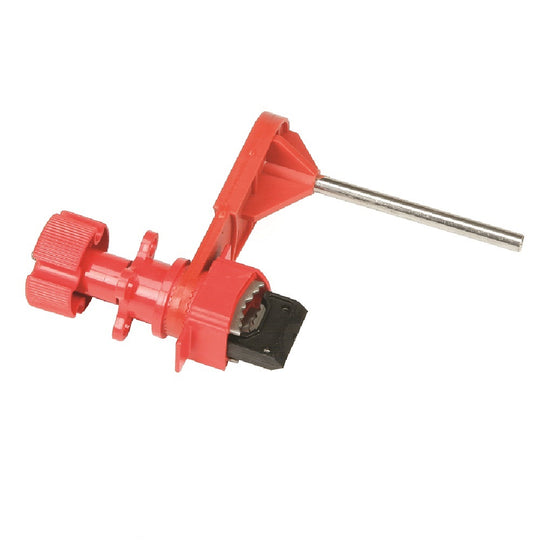 534000NIB0391  BALL VALVE LOCKOUT, ADJUSTABLE SMALL ARM – 4.5” – NYLON & STAINLESS STEEL, RED BX
