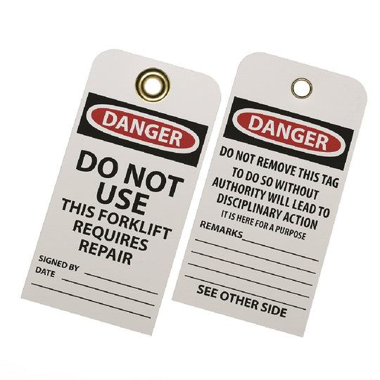 534000NIB0408 LOCKOUT SAFETY TAG, DO NOT USE THIS FORKLIFT, BX