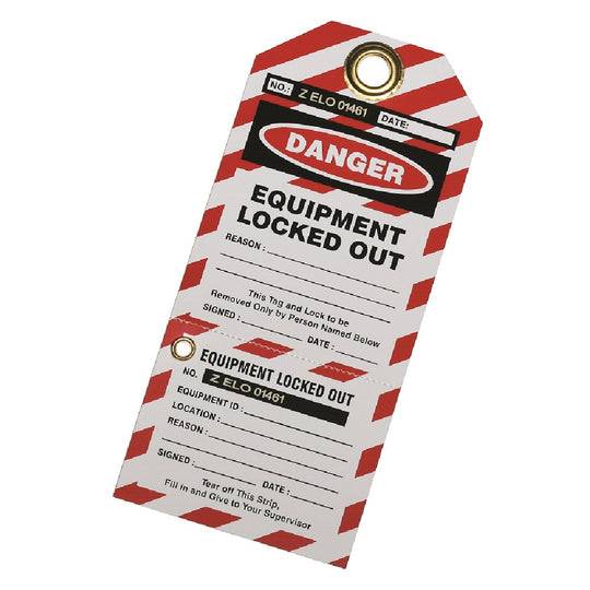 534000NIB0410 LOCKOUT SAFETY TAG - EQUIPMENT LOCKED OUT - PERFORATED w/STUB BX