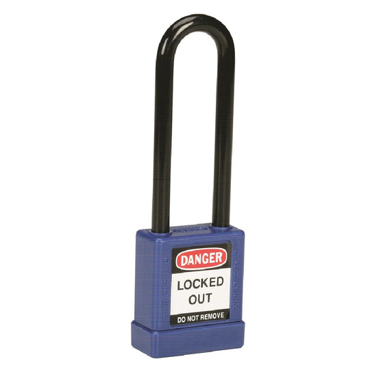 LOCKOUT SAFETY PADLOCK,STEEL SHACKLE, BLUE CS