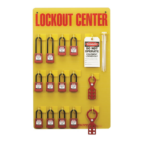LOCKOUT TAGOUT STATION, 12 PADLOCKS, STOCKED, BLUE KT