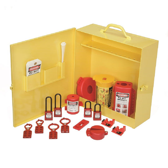 LOCKOUT TAGOUT PADLOCK STATION CABINET, STOCKED, BLUE KT
