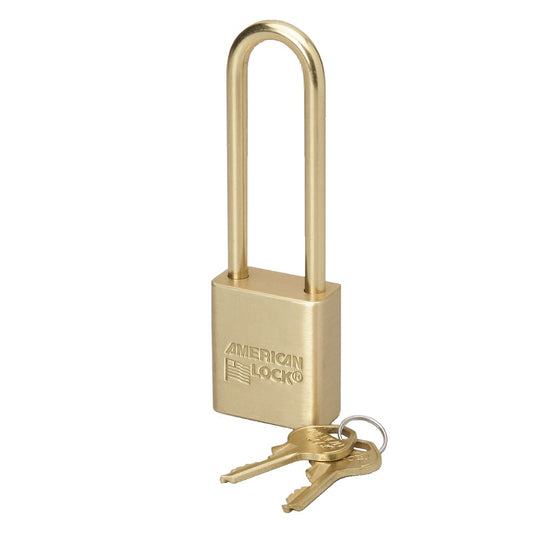 5340015881709 AbilityOne 5881709, Padlock, Solid Case, 1.5" Wide Brass, Keyed Differently, 3" Extra-long Shackle, No Chain