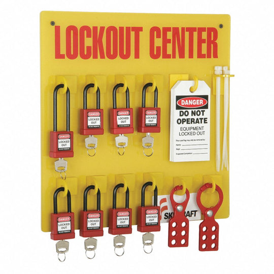 5340016512050 AbilityOne, Lockout/Tagout Station, 8 Padlocks, Fully Stocked Kit Ea