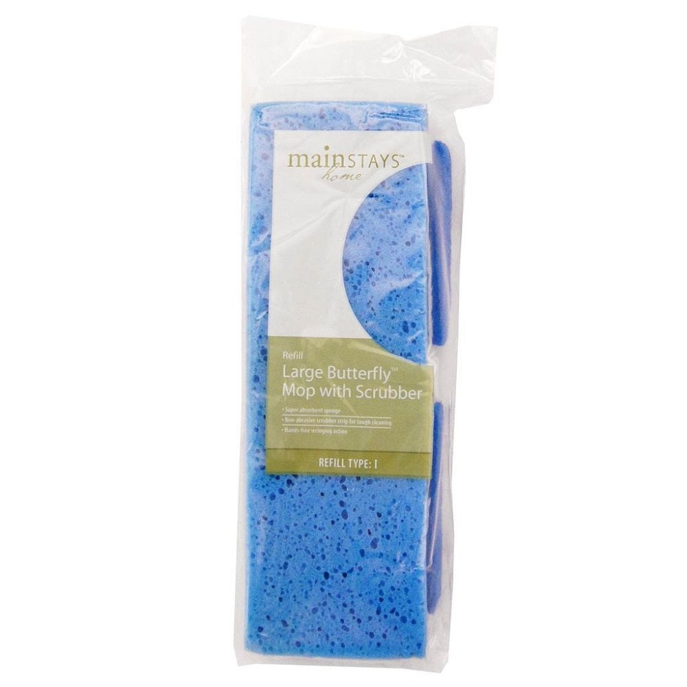BUTTERFLY  W/SCRUBBER STRIP, POLYESTER SPONGE MOP REFILL, EACH