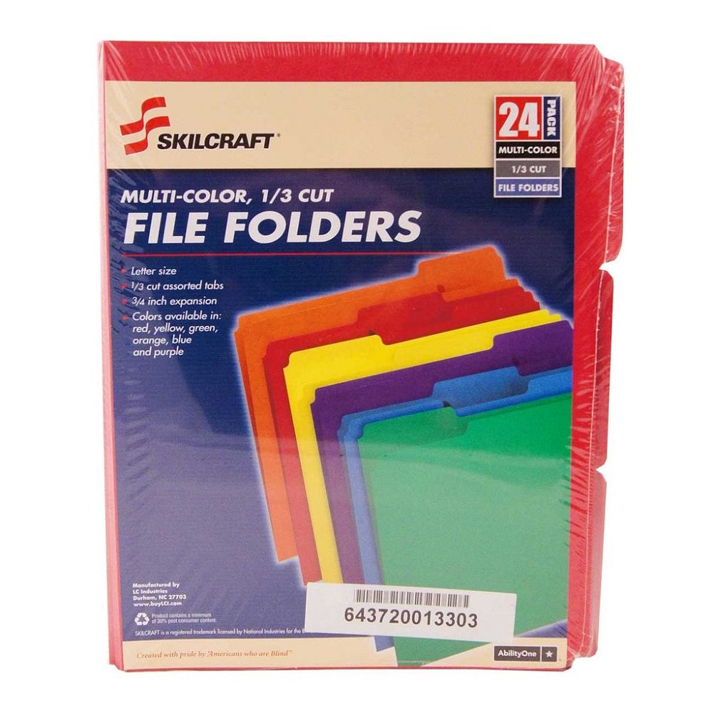 FILE FOLDERS 1/3 CUT, RED, 24/PACK