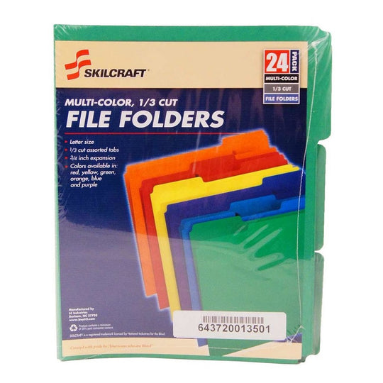 FILE FOLDERS 1/3 CUT, GREEN, PK