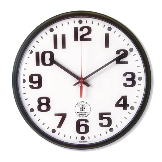 6645014919814 AbilityOne NSN4919814, Radio-controlled Atomic Wall Clock, Battery Operated, Slimline Plastic Frame, 12.75" Diameter, Black Case/White Face 10/BX