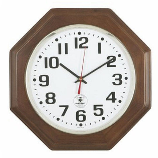 ATOMIC RADIO CONTROLLED WALL CLOCK, MAGOGANY OCTAGON FRAME 10/BX