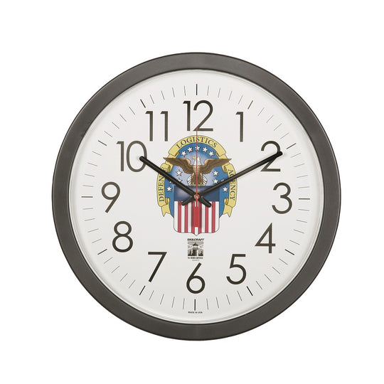 6645016236231 AbilityOne, Clock, Wall, Self-Set, Custom Logo, Black, 14.5" Diameter Ea
