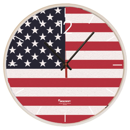 6645016986559 AbilityOne NSN6986559, Clock, Wall, American Flag, Slimline Frame Ea