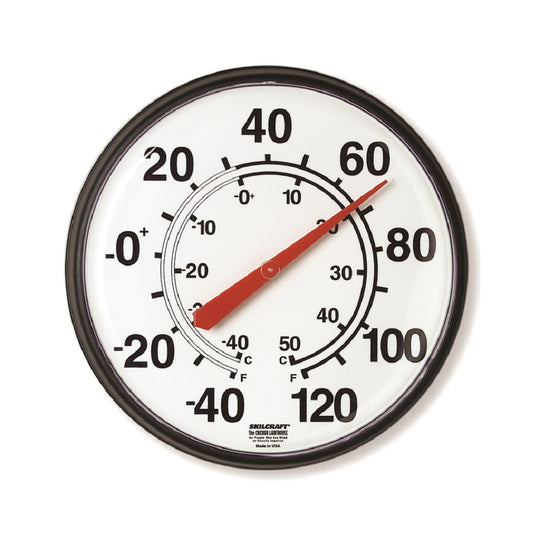 6685014920909 AbilityOne, Slimline Indoor Wall Thermometer, Fahrenheit/Celsius, Black, 12 3/4" Bx