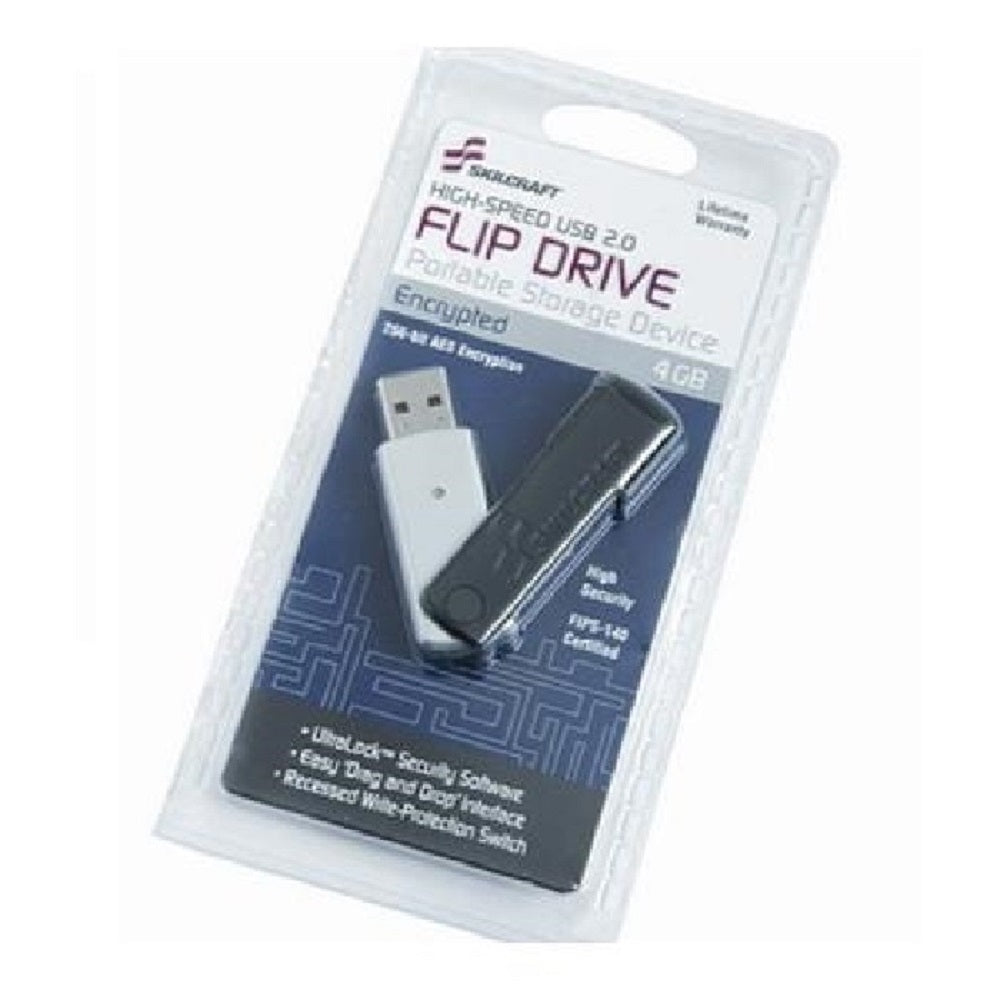 7045015684209 AbilityOne, USB Flash Drive, 256-Bit SES Encryption, Water Resistant, Silver/Black, 4GB Ea