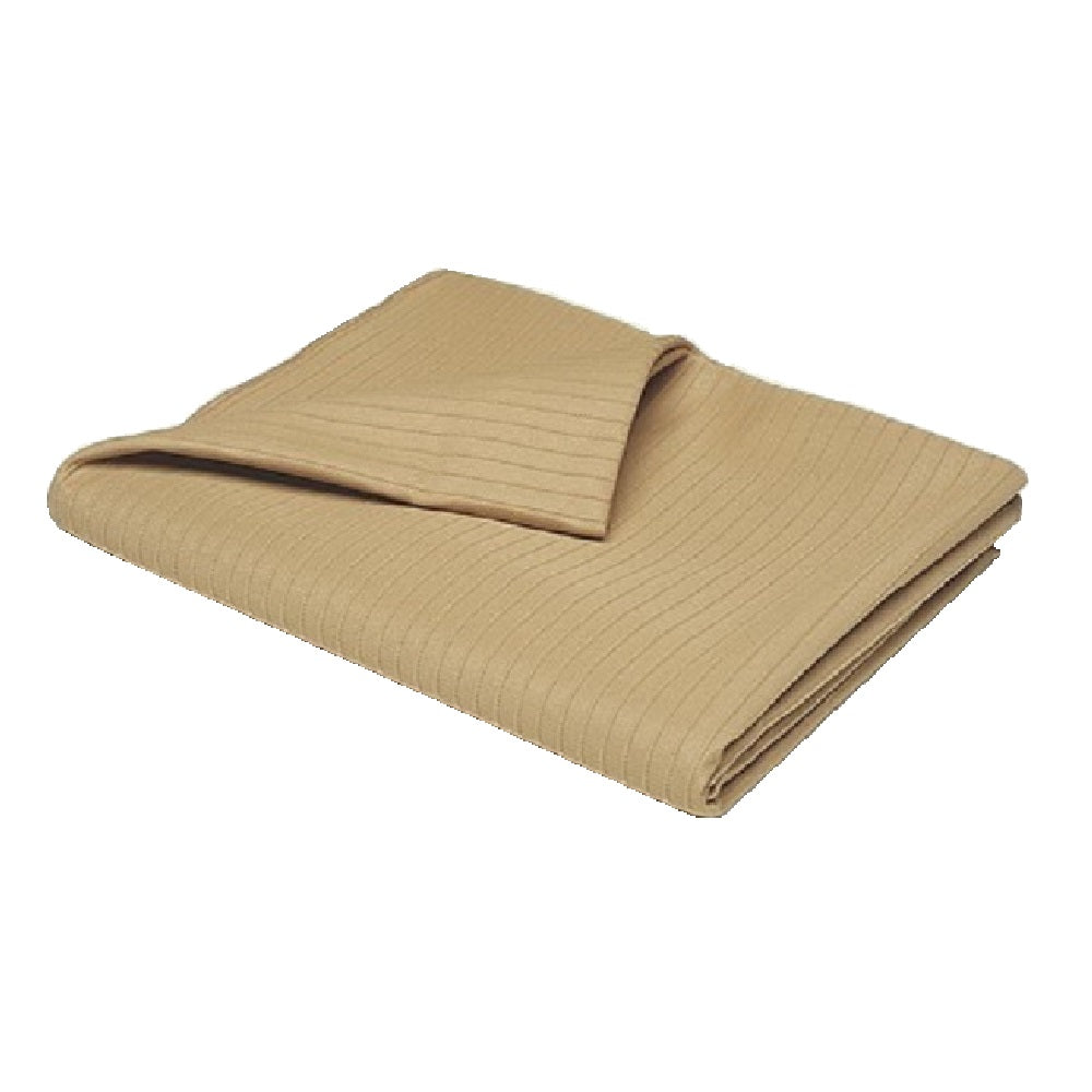7210014889180 AbilityOne NSN4889180 Rib Knit Fabric Bedspread, Tan, 76" x 103"