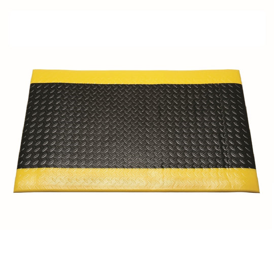 7220015826226 AbilityOne NSN5826226 Anti-Fatigue Mat, Industrial Duty, 2' x 9/16" x 3', Black w/Yellow Safety Stripe Bx