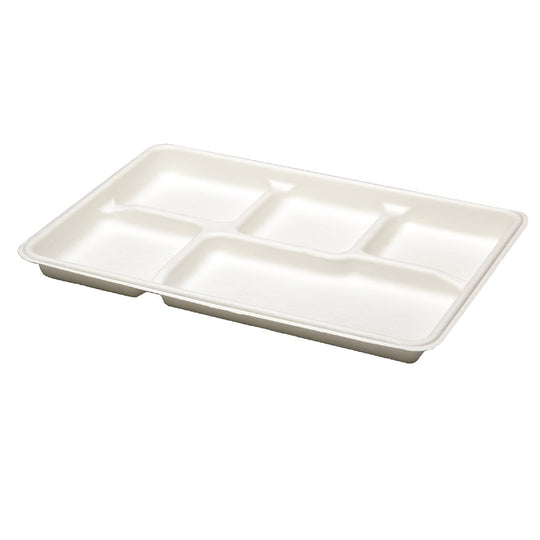 7350010128787 AbilityOne NSN0128787 Disposable Mess Tray 5-Compartment, White Bx