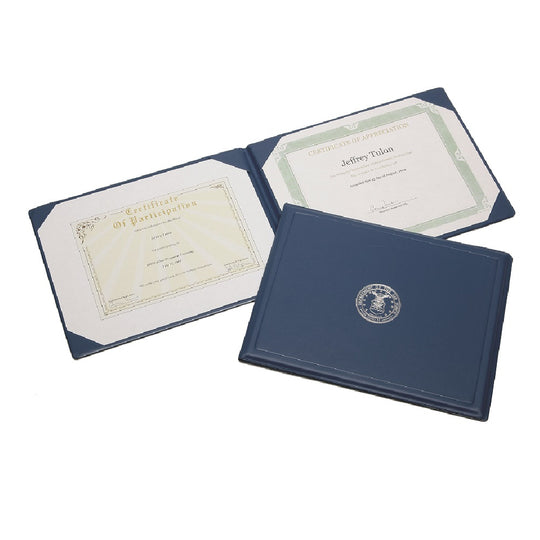 7510001153250 AbilityOne NSN1153250 Award Certificate Binder, Air Force Seal, Blue/Silver Bx