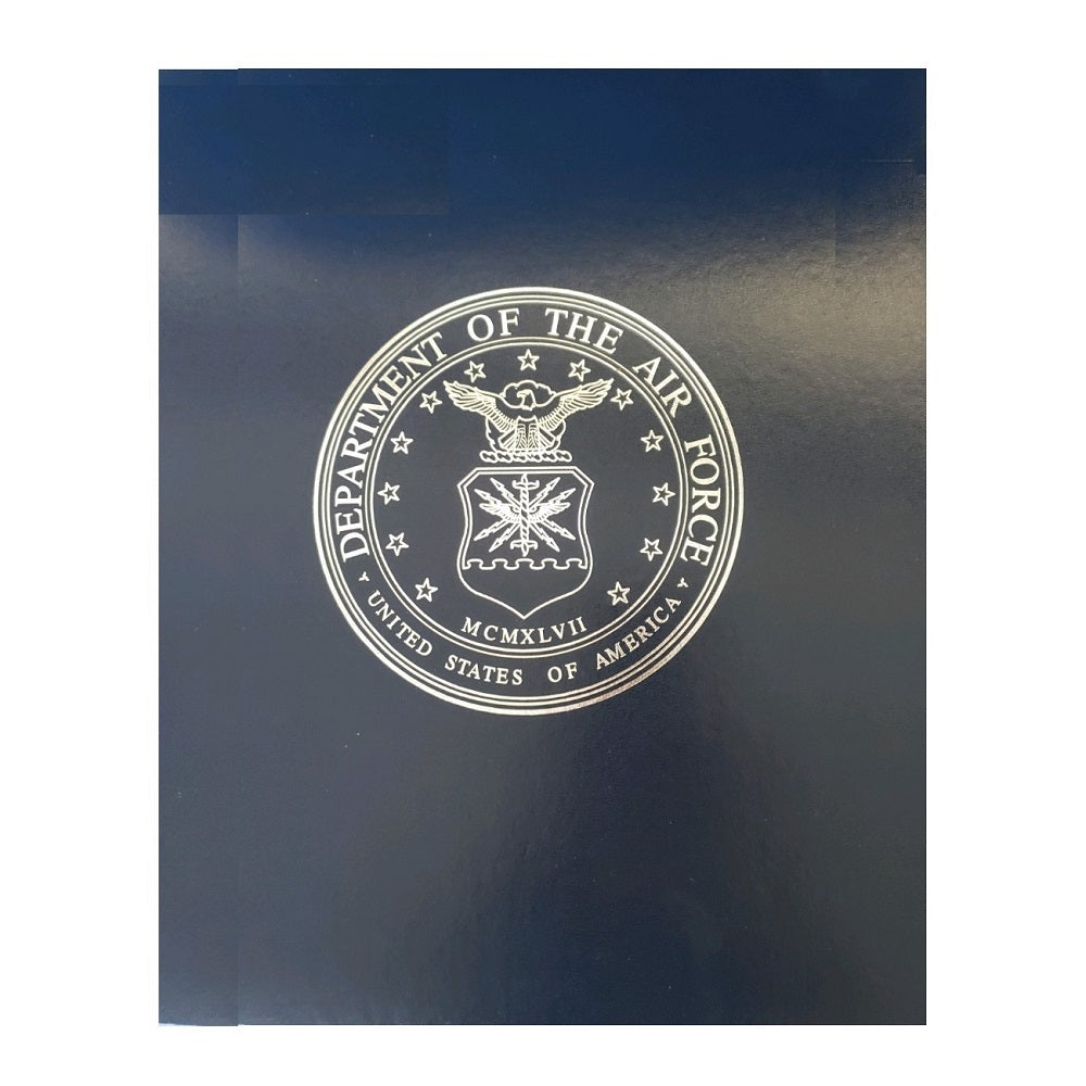7510001348179 AbilityOne NSN1348179 Retirement Certificate Binder, Silver USAF Seal, Blue Bx