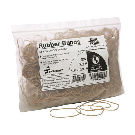 7510002051438 AbilityOne NSN2051438 Sterling Crepe Grade Rubber Bands, Size 19, 1/4 Lb. Bag