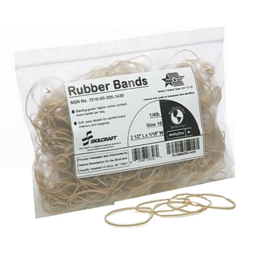7510002051439 AbilityOne NSN2051439 Sterling Crepe Grade Rubber Bands, Size 16, 1/4lb Bag