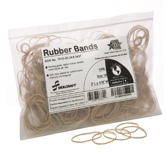7510002433437 AbilityOne NSN2433437 Rubber Bands, Size 18, 3" x 1/16", 1/4 lb  Bag Ea
