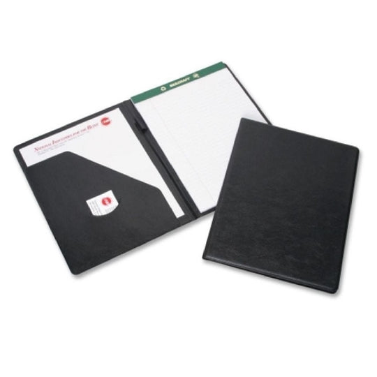 STANDARD WRITING PORTFOLIO, W/LETTER SIZE NOTE PAD AND PEN, BLACK