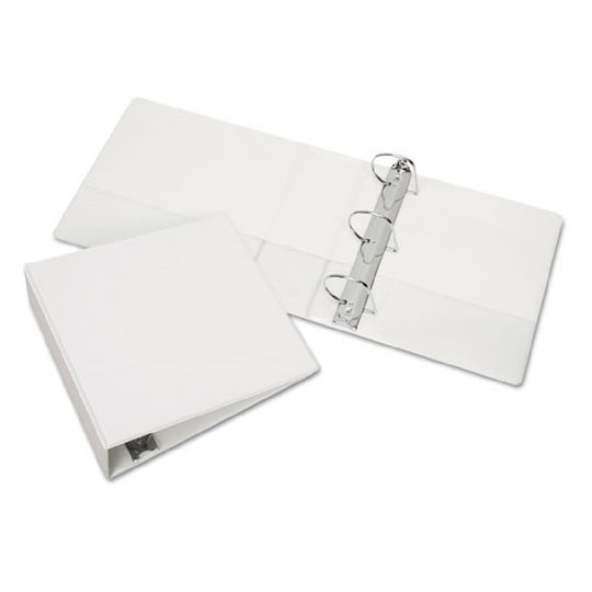 7510014950696 AbilityOne NSN4950696 Slant-D Ring View Binder - w/Clear Overlay - 4" Capacity - White