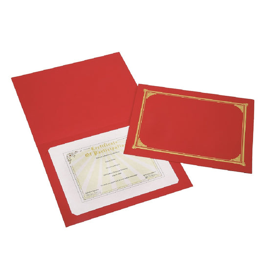 GOLD FOIL DOCUMENT COVER HOLDER, RED BX